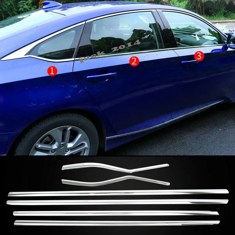 Подходит для Honda Accord 2018 2019 2020 10 6 шт. крышка нижней отделки окна из нержавеющей