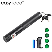 EASYIDEA 5mW Laser Pointer High Power 532nm 303 Green Laser Pointer Pen Adjustable Burning Match With Rechargeable 18650 Battery