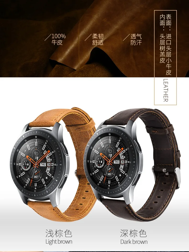 Ремешок HOCO Duke из натуральной кожи для samsung Galaxy Watch 46 мм, ретро браслет из воловьей кожи 22 мм, Ширина ремня с булавками