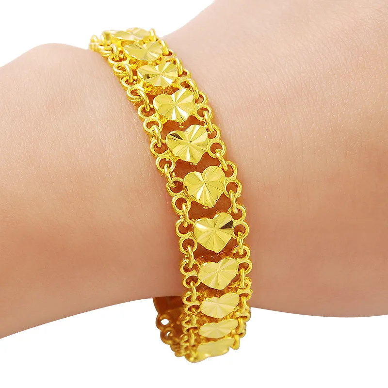 

Luxury Full Heart Charm Bracelets & Bangles Gold Bracelets For Women Jewellery Pulseira Feminina