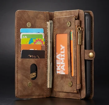 

Retro Handmade Leather Case For iPhone Xs Max XR Wallet Case Magnetic Back Cover Card Slots For iPhone X 6 7 8 Plus Gift Choice