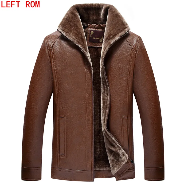 

New 2018 Sheepskin Coat For Men Winter Autumn Men's Imitation leather Leather Jacket Mens Leather Jackets And Warm Coats