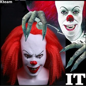

2017 Hot New Fmouse Movie Stephen King's It Mask Pennywise Horror Clown Joker Mask Handmade Full Face Head Joker Mask Red Hair