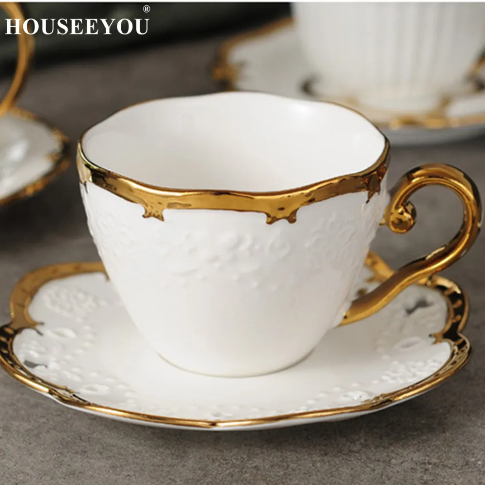 В скандинавском стиле элегантные кофейные чашки и блюдца ручной работы Ins Золотой Набор чашек для молока домашний послеобеденный чай Набор чашек для молока рождественские подарки