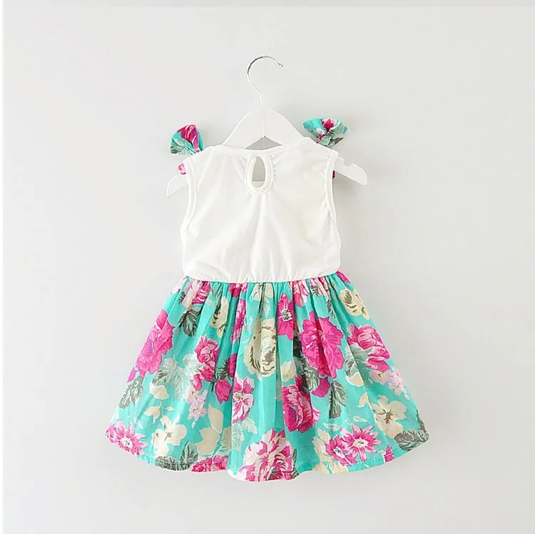 Летняя новинка бренд платье для маленьких девочек пачка костюмы младенческой для Одежда для маленьких девочек праздничное платье с цветочным принтом платье принцессы