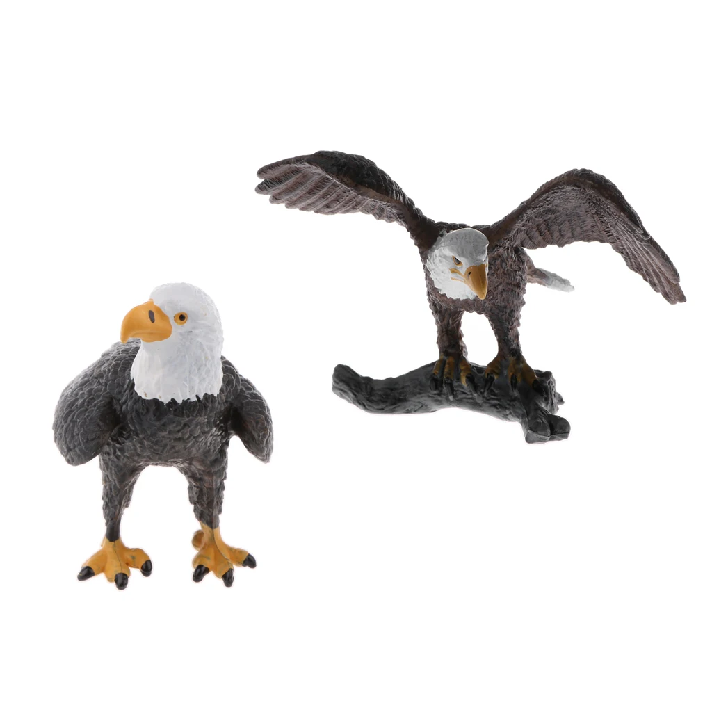 Lifelike Forest Bald Eagle Figures Animal Model Bird Figurine PVC Home/Office Decor Ornaments Decoration Statue Toys