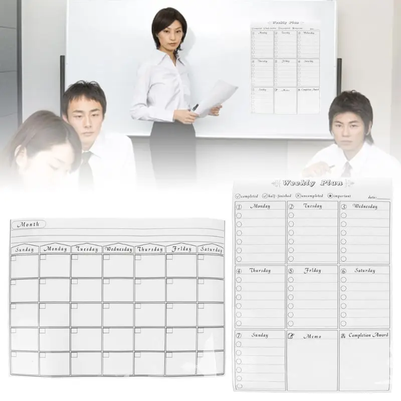 

Magnetic Refrigerator Wall Art Sticker Calendar Monthly Planner White Board Erase For Kitchen 42x30cm