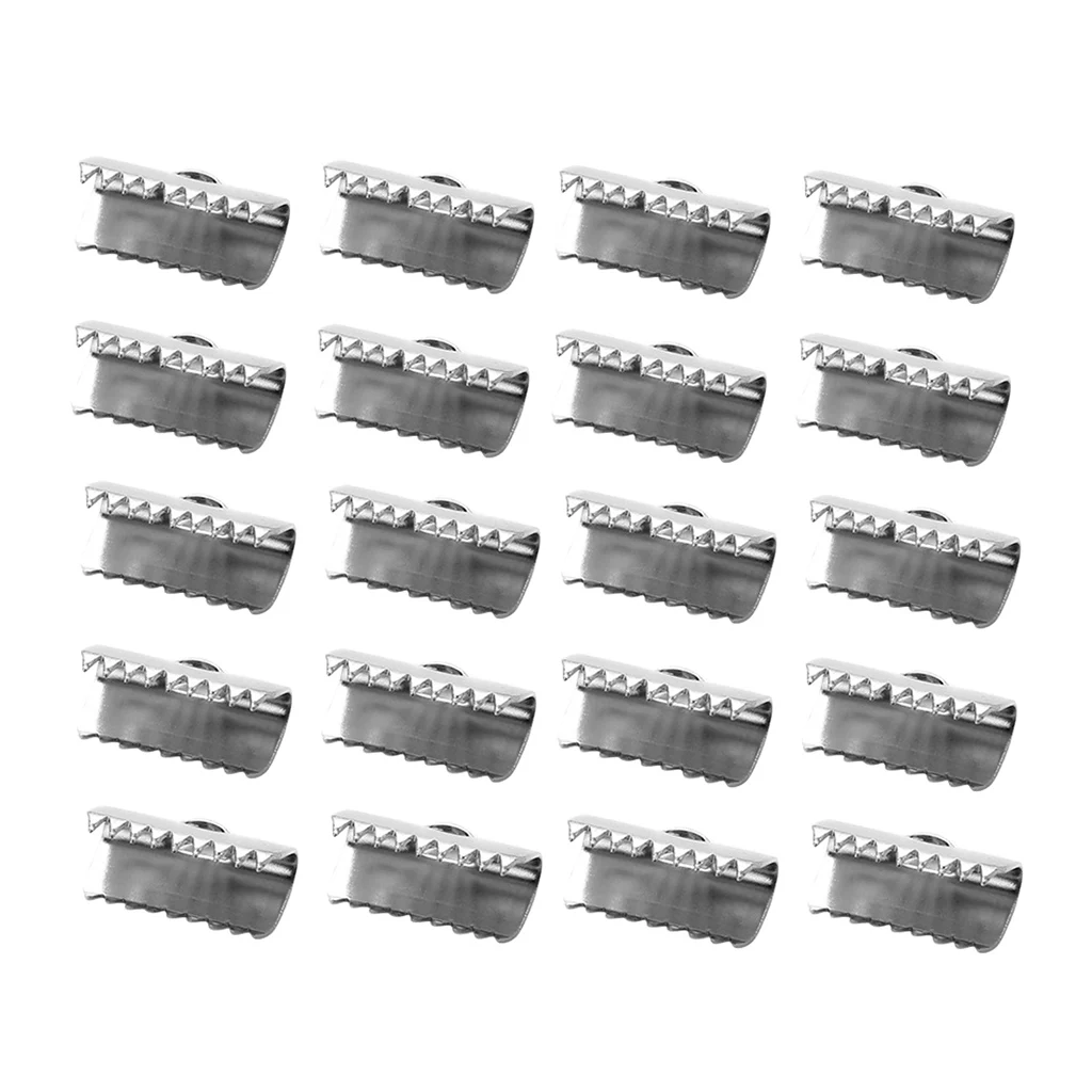 20Pcs Iron Ribbon Ends Bracelet Crimp Clamp End Findings Cord Fasteners Clasp Leather Jewelry Making | Украшения и аксессуары