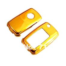 Жесткий Пластик БЕСКЛЮЧЕВОЙ дистанционный ключ брелок в виде ракушки защитный кожух(золото хром) для Фольксваген MK4/MK5