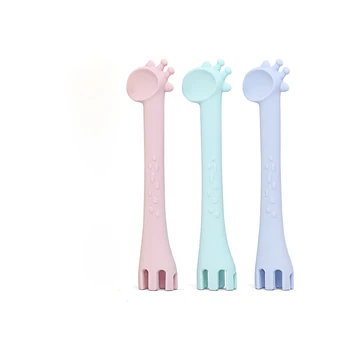 

Rodent Silicone Spoon Infant Training Spoon Cartoon Giraffe Kids Baby Feeding Spoon Fork Giraffe Baby Teething Soothing Toy