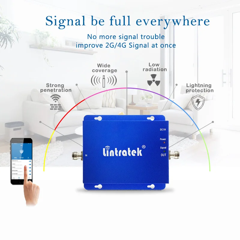 Lintratek усилитель сигнала 2G 4G 900 1800 повторитель GSM LTE МГц двухдиапазонный #