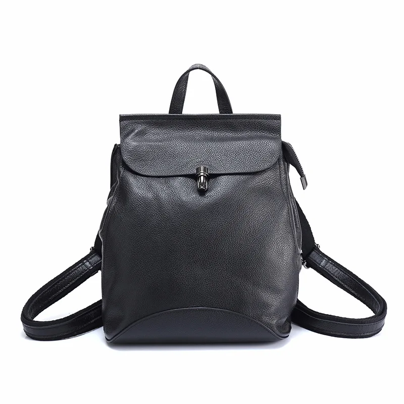 Fashion 100% Real Soft Genuine Leather Women Backpack Female Popular School Ladies Laptop Bag ...