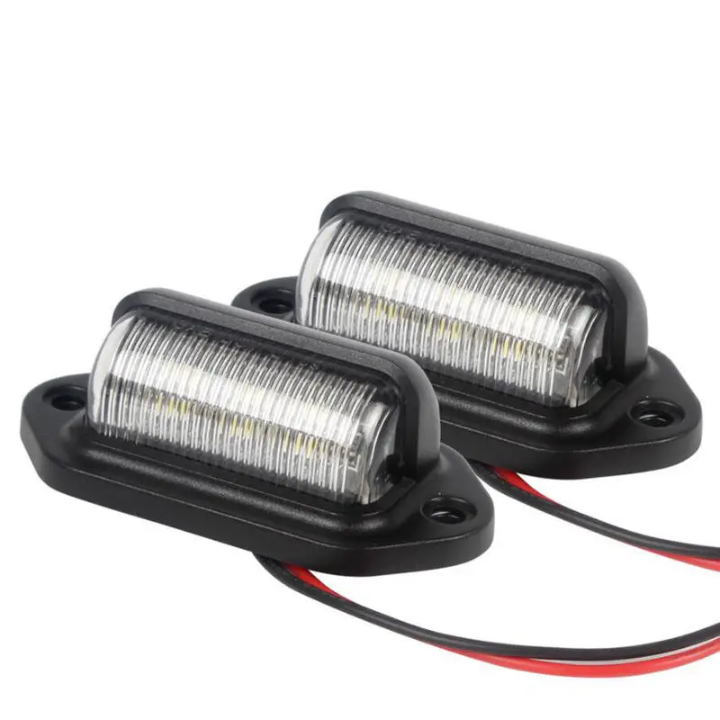 NEW BLACK 2PCS 6 LEDS LICENSE PLATE TAG LIGHT CHROME BOAT TRAILER RV