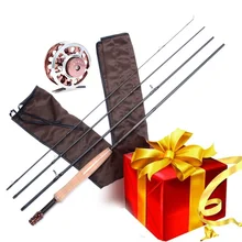 Рыболовный костюм все снасти в 1 коробке для ловли нахлыстом! Линия и приманки бесплатно на сегодня! MAXWAY серии 3/4 Fly Rod комбо Катушка комплект