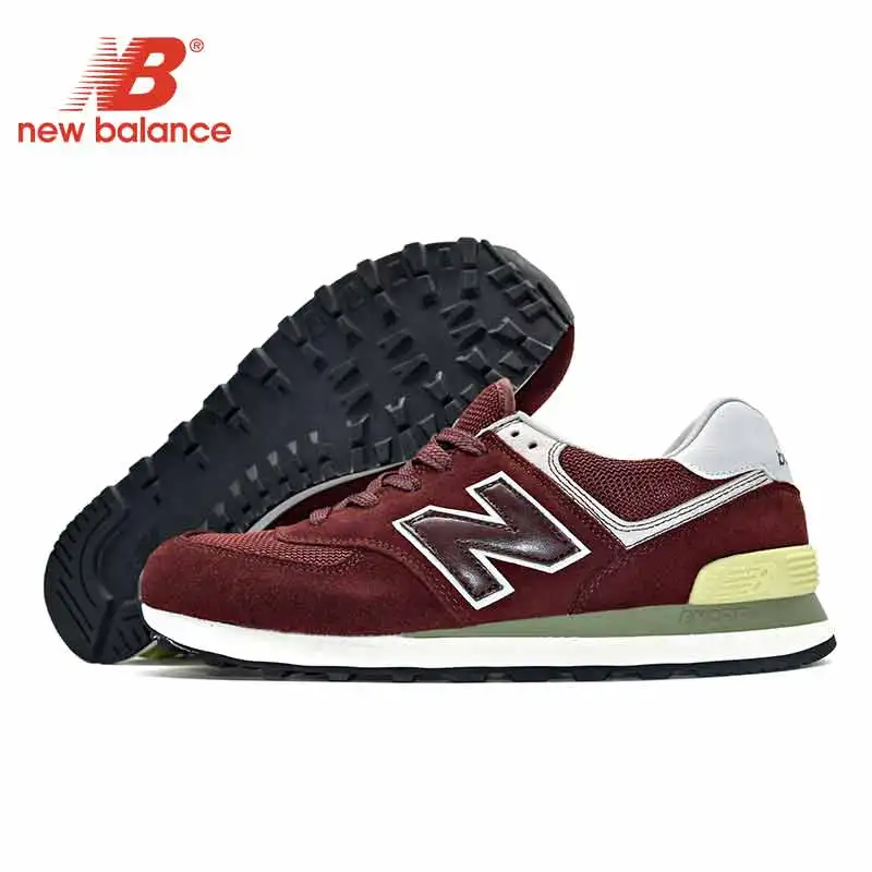 

Wine New Balance NB 574 Retro shoes Men Running Shoes zapatos de mujer Sneakers Man light comfortable Sports Shoes Size 36-44