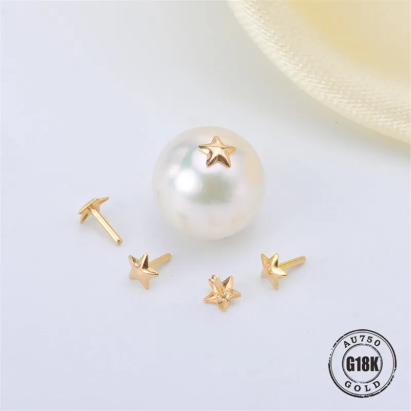 

G18K Gold DIY Accessories Five-Pointed Star Plug Pin Style Pearl Bead Hole Plug T Needle Receptacle Piece