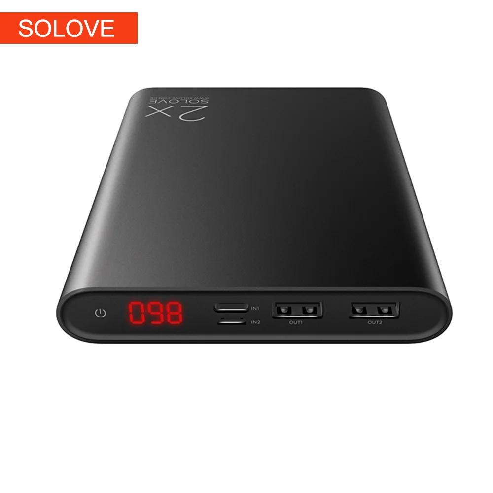 Solove Fast Charging Power Charger Power Bank 20000mah Dual USB 2.4A Output External Battery Charger for iPhone Slim Power Bank