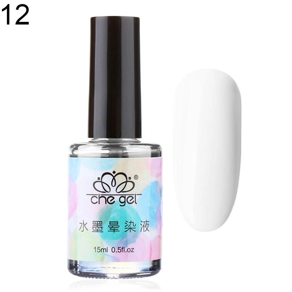 New 15ml Watercolor Ink Nail Polish Blooming Gel Smoke Effect Marble Smudge Liquid - Цвет: 12