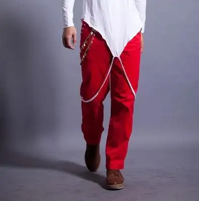 Новинка красный певец костюмы 1 хлопковые брюки мужские 1 Брюки Мужские Сценические брюки мужские брюки дизайн обеспечивают на заказ