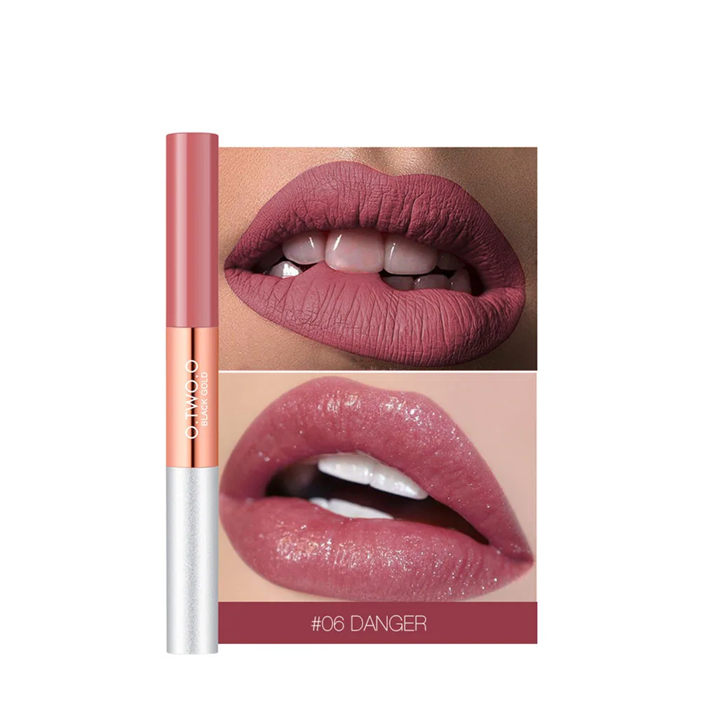 

Pearly-lustre Long Lasting Non-stick Cup Lip Gloss Party Double-end Matte Clear Glaze Moisturizing Women Gift For O.TWO.O