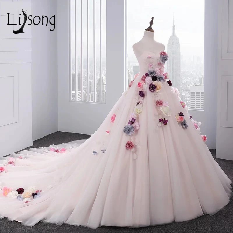 

2018 Blush Pink 3D Flower Prom Dresses Long 2018 With Sheer Jacket Vintage Tulle Prom Gowns Plus Size Abiye Abendkleider