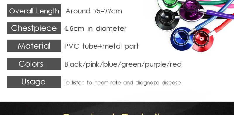 Classic Color Blood Pressure Dual Head Cute EMT Doctor Student Pink Cardiology Vet Nurse Clinic Medical Device Stethoscope