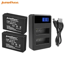 Powtree For Canon 2PCS 1800mAh 7.2V LP-E12 LP E12 LPE12 Camera Battery Batteries AKKU+LCD USB Dual Charger For EOS 100D M100 M10 аккумулятор canon lp e12