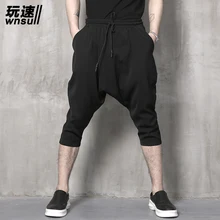 M-6XL! летние шаровары мужские повседневные капри мужские свободные тонкие брюки шаровары большие размеры мужские брюки