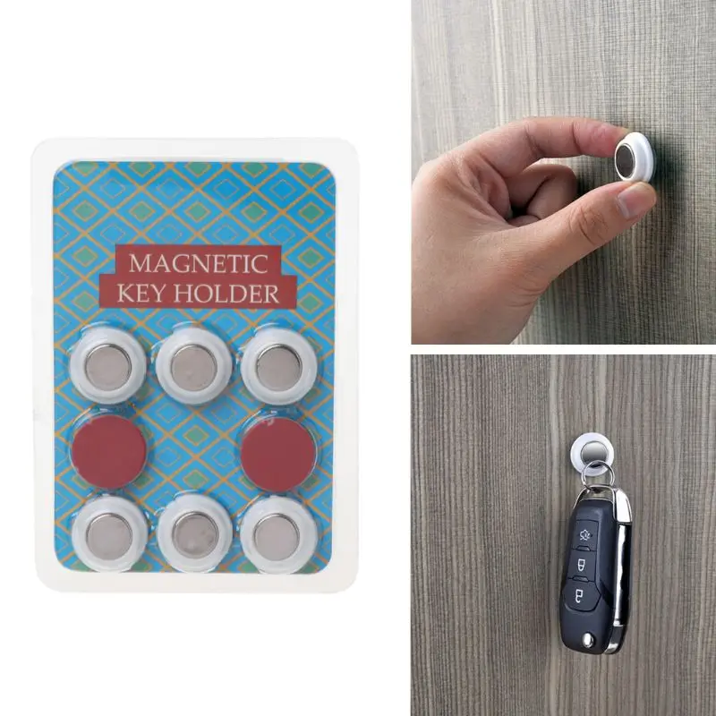 

6Pcs Magnetic Key Holder Racks Organizer Wall Mounted Decor Without Drilling