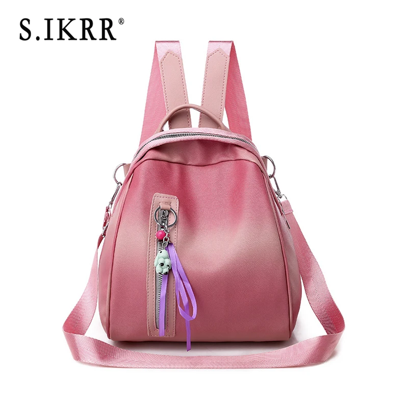 

S.IKRR Fashion Multi-function Women Backpack Designer Bags ins Super fire Female Gradient Color PU Leather Girl Shoulder Bag