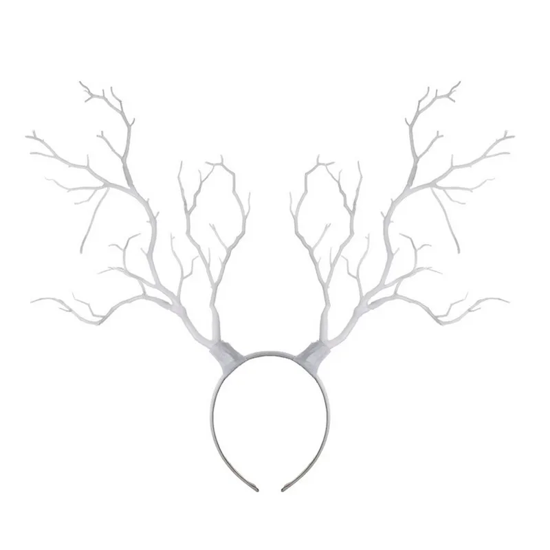 Длинные рога ветви дерева оголовье реквизит рога аксессуары для волос Рождественская вечеринка Косплей головные уборы - Цвет: Белый