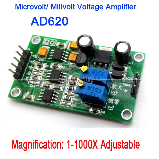 dC Microvolt/ Milivolt Voltage Amplifier Board AD620 Signal Amplifier