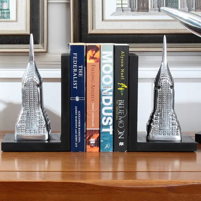 Us 102 69 37 Off Importieren Neue Amerikanischen Architekten Indien Aluminium Art Deco Die Empire State Building Holz Buchstutzen D0381 In Figuren