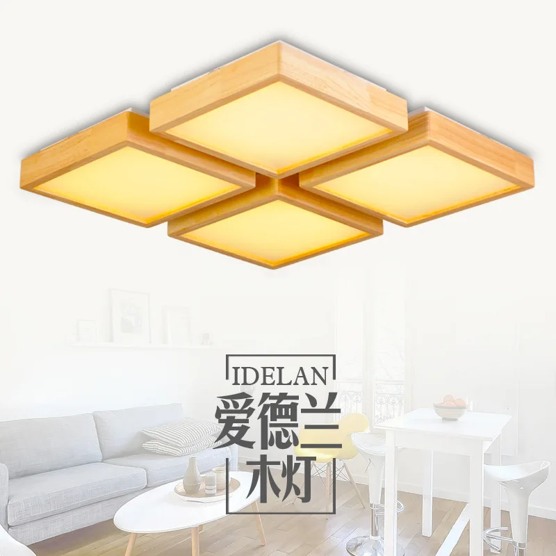 

Wooden furniture, living room, Japanese style solid wood, Nordic log led ceiling lamp