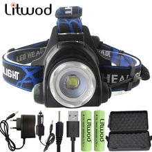 Litwod Z30 568D светодиодный налобный фонарь алюминиевый XM-L L2/T6 Zoom светодиодный налобный светильник, настраиваемый налобный фонарь 18650, светильник с батареей для рыбалки