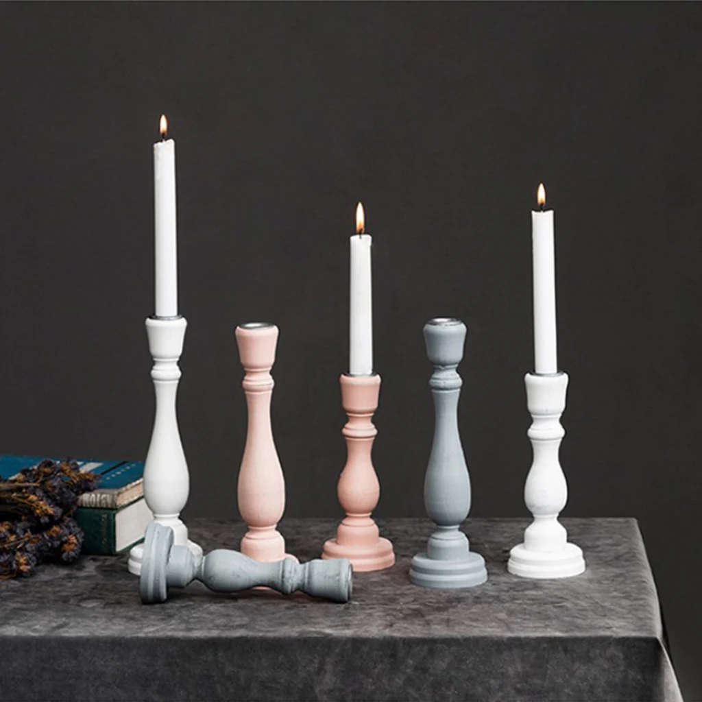 

MagiDeal Nordic Chic Pillar Wooden Candle Holder Stick Stand 3 Colors