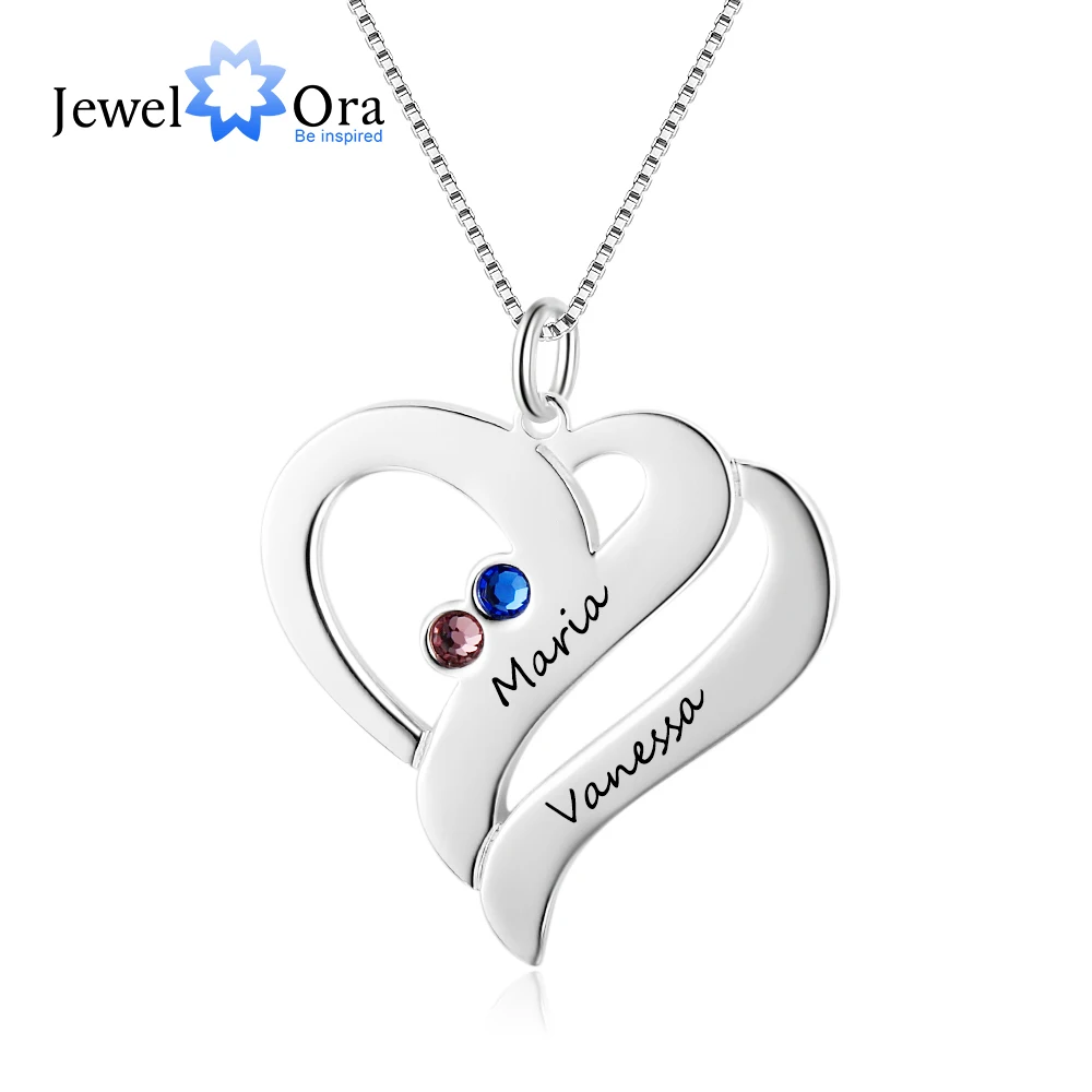 

Women Custom Name Necklaces & Pendants Personalized Birthstone Heart Pendant Stainless Steel Engraved Jewelry(JewelOra NE102360)