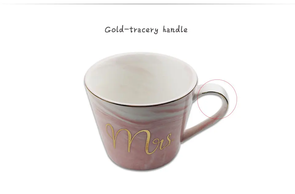 Handpainted Gold Monogram Natural Ceramic Marble Porcelain Tea Cup Mr And Mrs Milk Cup Of Coffee Mugs Creative Wedding Gift (5)