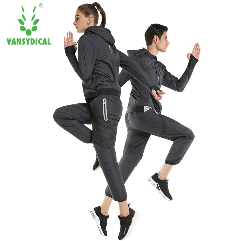 Vansydical Sweating Sportswear Lovers Gym Clothes Running Jacket Pants