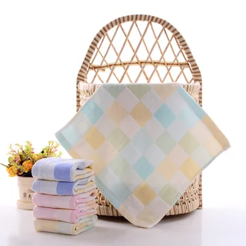 

Summer New Cotton blends Small Plaid Square Children's Small Towel Handkerchief Sweat Towel Baby Shower Towel Soft Skin Comfort
