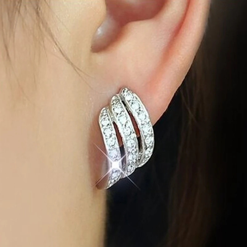 

Rose Gold -studded Personality Angel Wings Silver Stud Earrings For Women