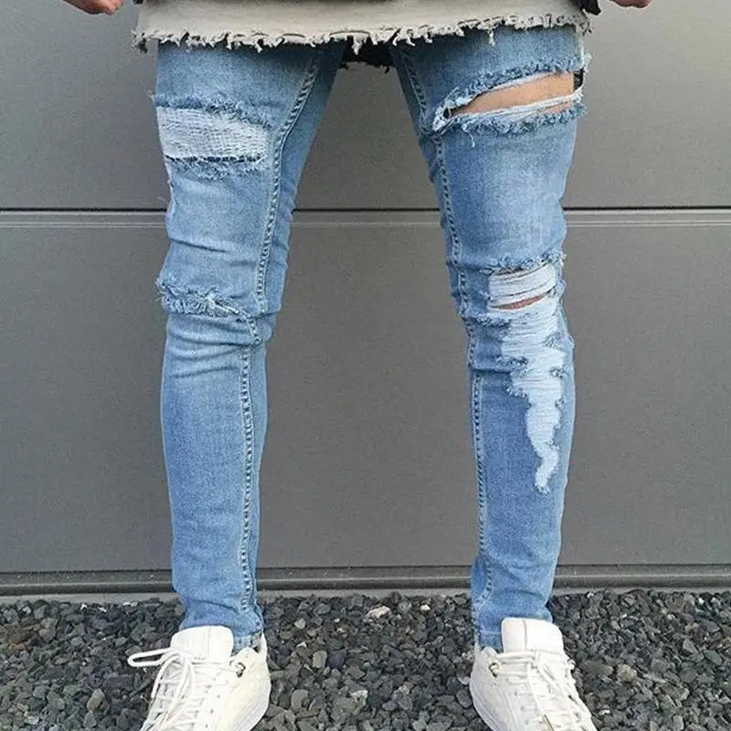 Men's 3 Styles Unique Design Ripped Jeans for Men Frayed Hole Denim Pants Male Street Style Casual Trousers Homme jeans for men