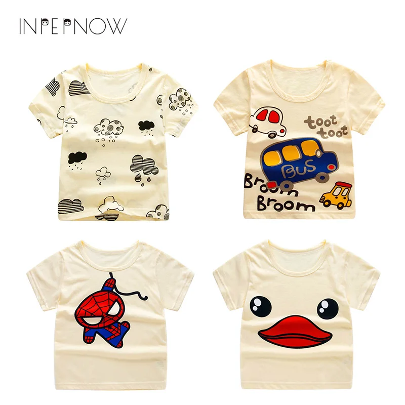 

INPEPNOW Girls Top Summer Clothing T Shirts Boys Short Sleeve Tshirts Tee Kids Printed Yellow Baby Cotton Casual T-shirt