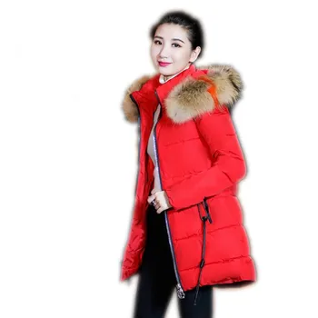 

Women Winter Jackets Coats 2018New Down Cotton Hooded Parkas Feminina Warm Outwear Faux Colorful Fur Collar Plus Size 3XL CQ2799