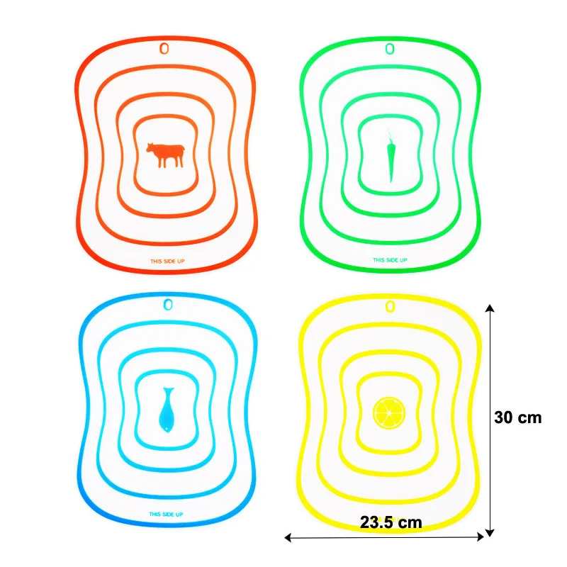 4 шт. Пластиковые Разделочные доски Нескользящие матовые кухонная разделочная доска овощные инструменты для приготовления мяса кухонные аксессуары разделочная доска M, L - Цвет: 4 pieces 30x23.5cm