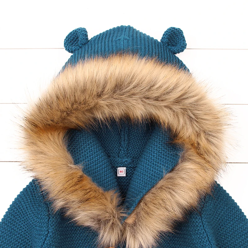 CieiK Infant Fur Hooded Coat Baby Knitted Sweaters Newborn Boys Girls Jacket  2018 Spring New Children Outwear Kids Clothing  (7)