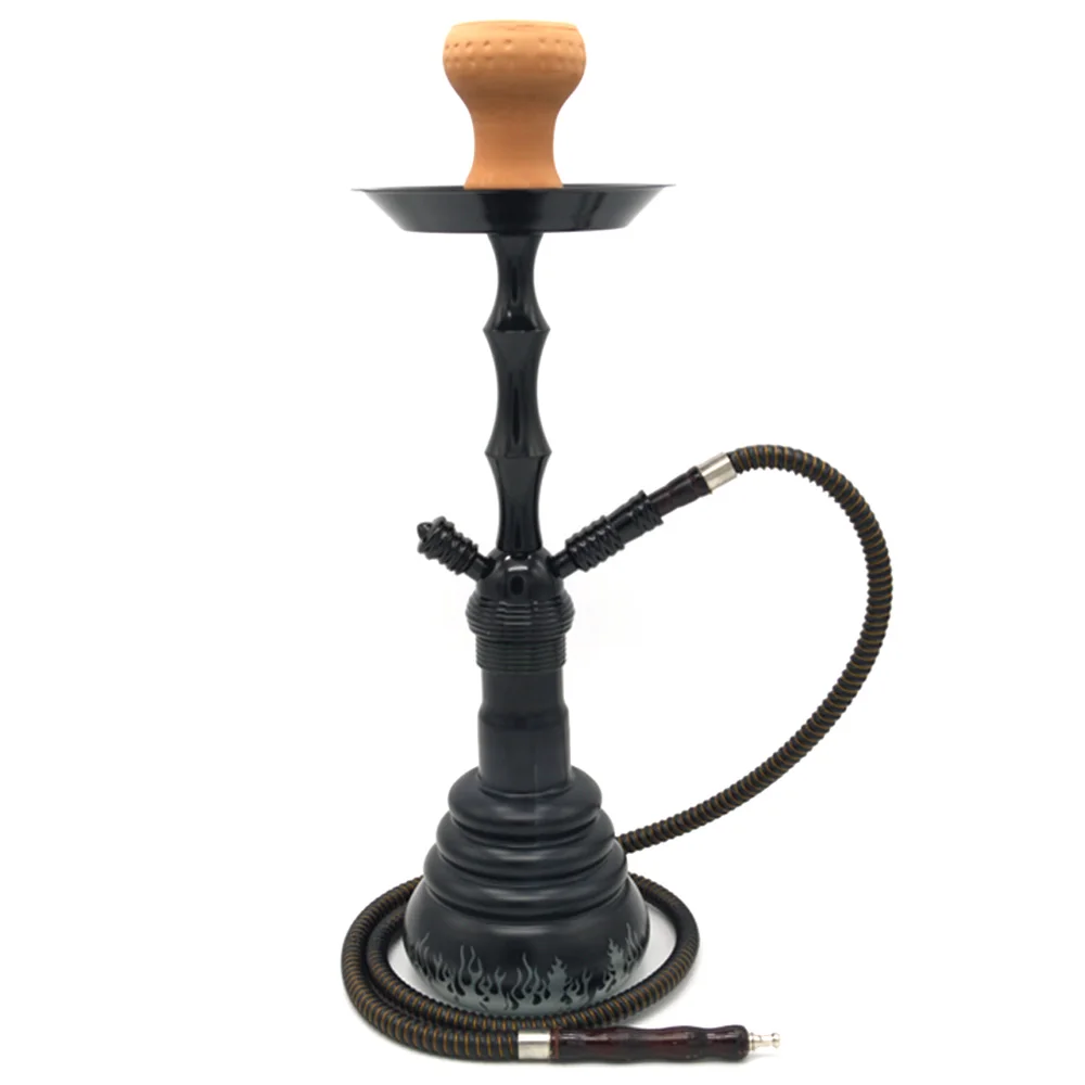 Bambo סגנון אלומיניום & בקבוק זכוכית נרגילה שישה Sheesha Chicha Narguile עם קרמיקה קערת טבק צינור פלסטיק ומלקחיים