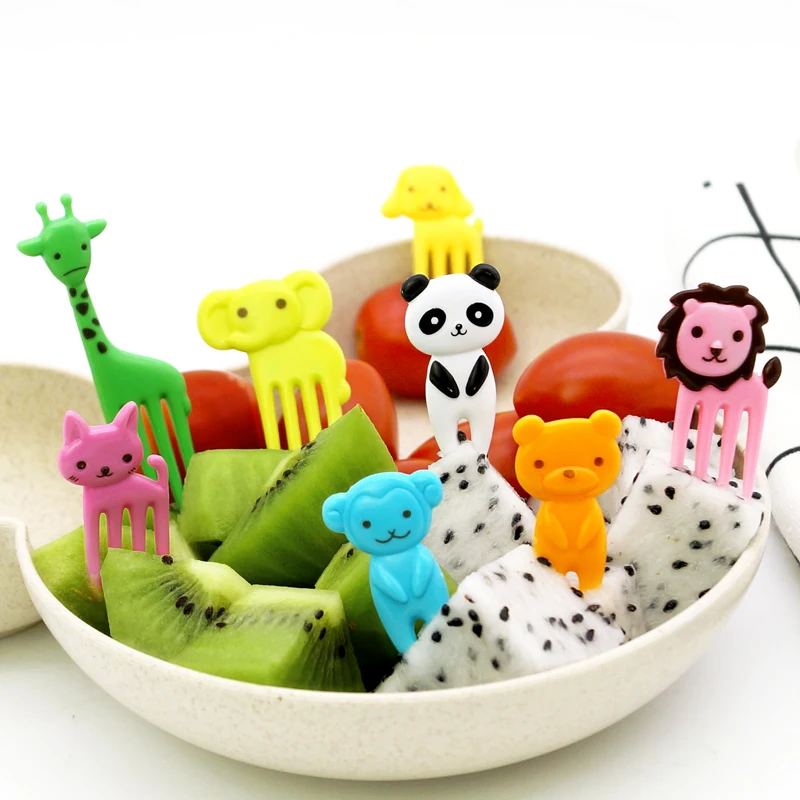 10 шт./упак. Животные фермы фрукты вилка мини мультфильм детей закуска пирог