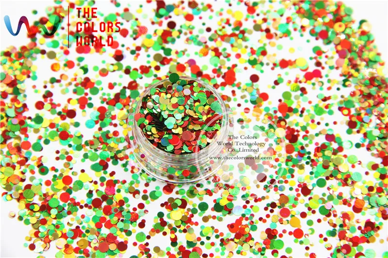 

Xmas-284 Mixed Laser Holographic Colors Round Dot Shape Glitter Sequins for nail art and DIY Christmas decoration