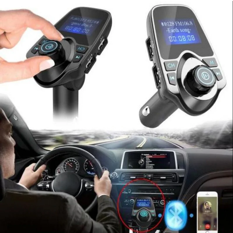 

Dual USB Ports Car Bluetooth FM Transmitter 3.5MM Auto MP3 USB Player Wireless Hands-free Car Kit Music Player Vehicle Player